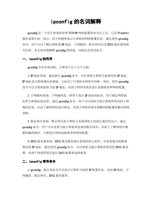 ipconfig的名词解释