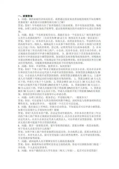 创业问题咨询