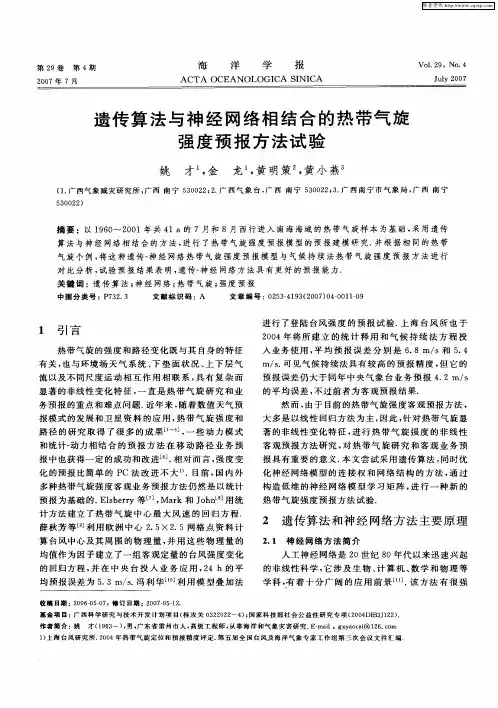遗传算法与神经网络相结合的热带气旋强度预报方法试验