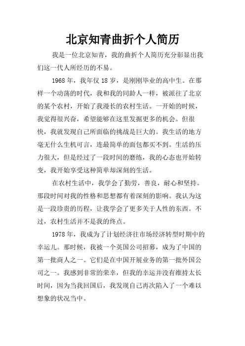 北京知青曲折个人简历