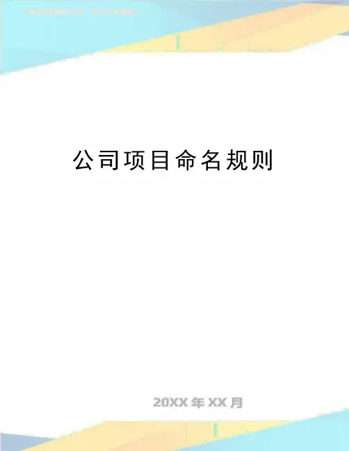 最新公司项目命名规则