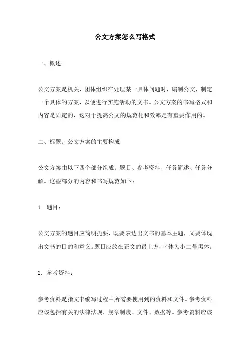 公文方案怎么写格式