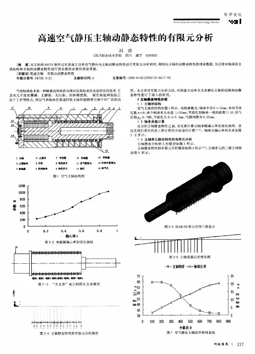 高速空气静压主轴动静态特性的有限元分析