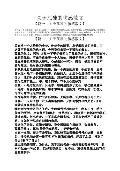 关于孤独的伤感散文