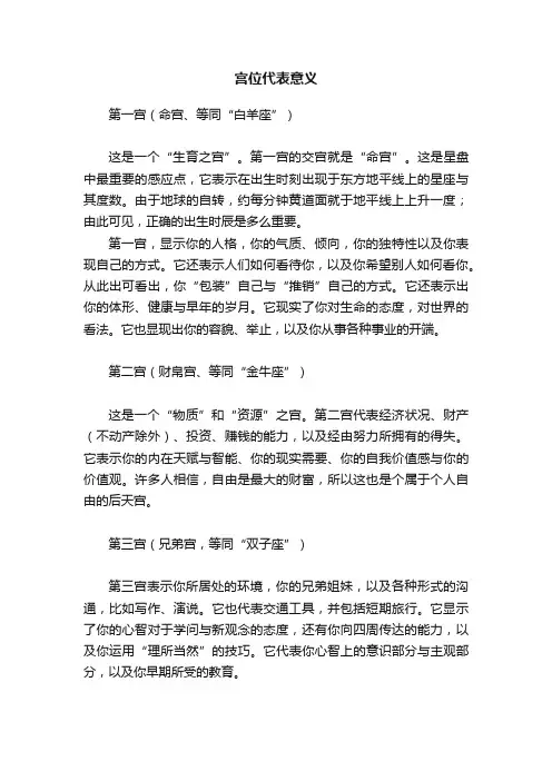 宫位代表意义