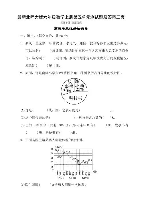 最新北师大版六年级数学上册第五单元测试题及答案三套