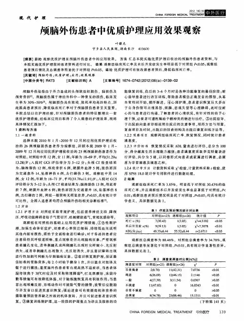 颅脑外伤患者中优质护理应用效果观察