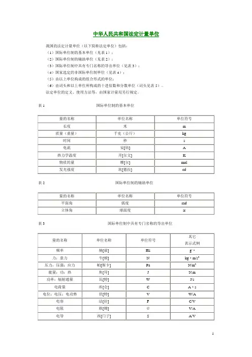 中华人民共和国法定计量单位