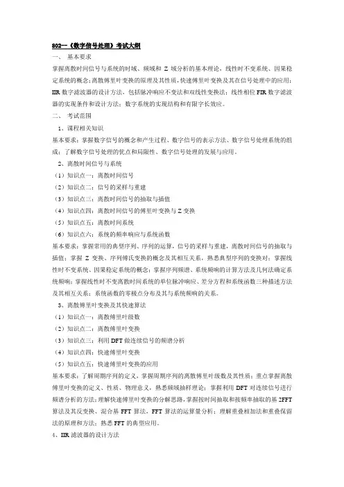南京邮电大学-硕士研究生招生专业课考试大纲-802--《数字信号处理》考试大纲