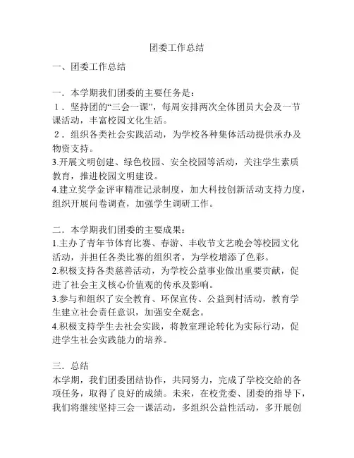 团委工作总结