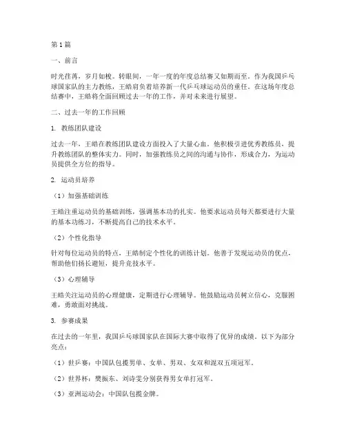 王皓年度总结赛(3篇)