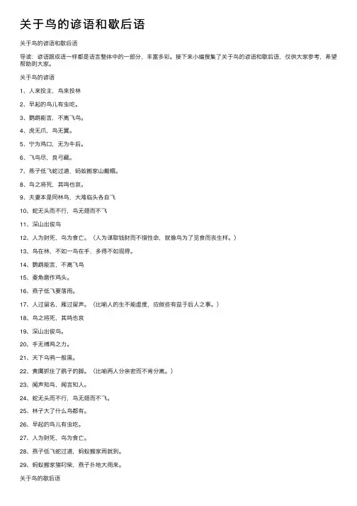 关于鸟的谚语和歇后语