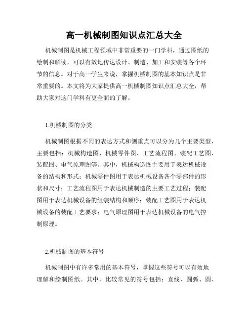 高一机械制图知识点汇总大全