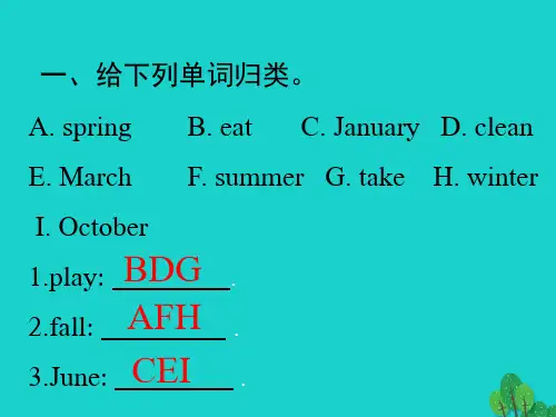 五年级英语下册Recycle1习题课件人教PEP