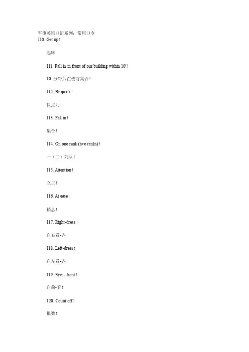 军事英语口语系列：常用口令