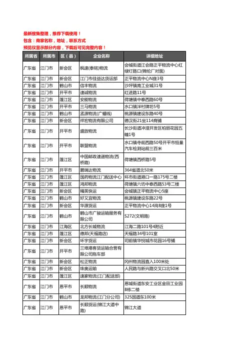 新版广东省江门市货运企业公司商家户名录单联系方式地址大全888家