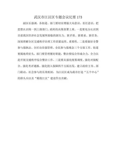 武汉市江汉区专题会议纪要173