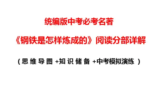 《钢铁是怎样炼成的》阅读分部详解(思维导图 +知识储备 +中考模拟演练 )105张