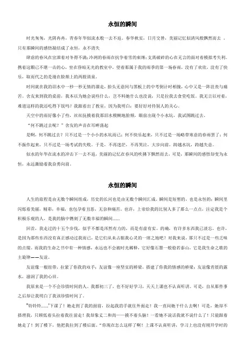 “永恒的瞬间”作文