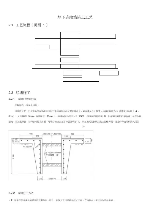地下连续墙施工工艺标准规范标准