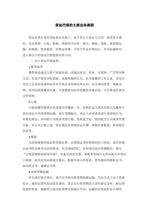货运代理的主要业务流程