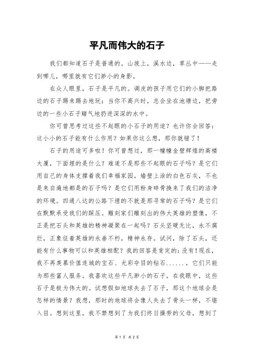 平凡而伟大的石子_六年级作文