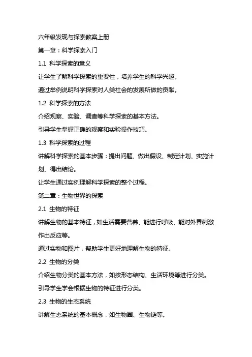六年级发现与探索教案上册