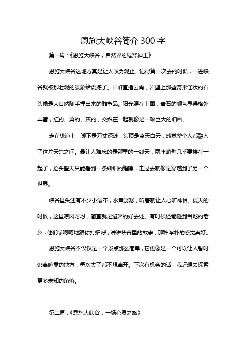 恩施大峡谷简介300字