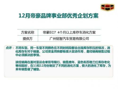 GEELY汽车-4s店库存车消化活动方案AS