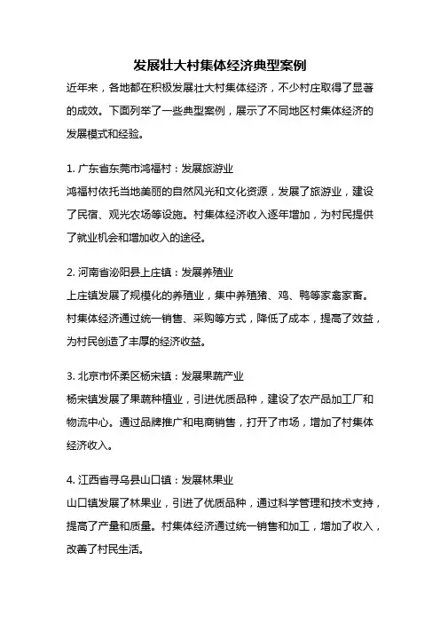 发展壮大村集体经济典型案例