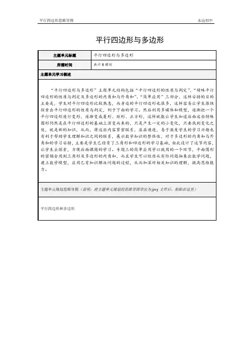 平行四边形思维导图全章