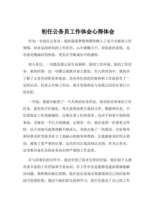 初任公务员工作体会心得体会