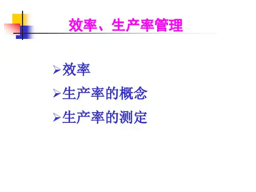 效率、生产率管理