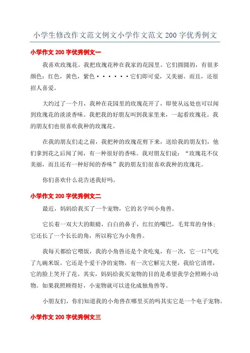 小学生修改作文范文例文小学作文范文200字优秀例文