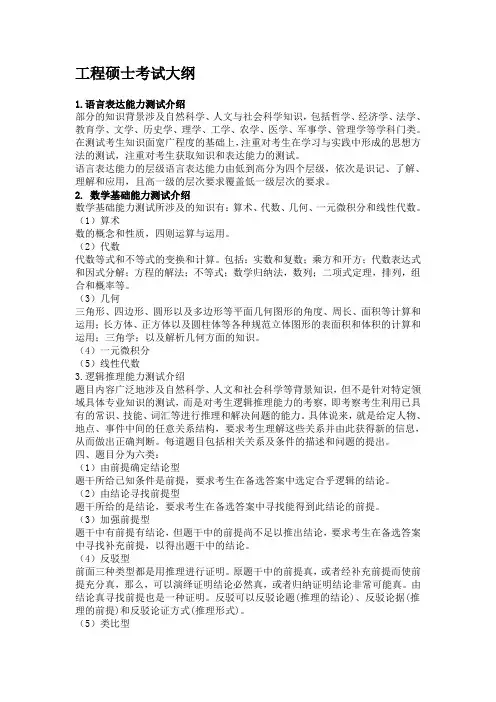 工程硕士考试大纲