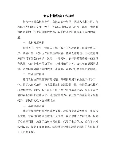 新农村指导员工作总结