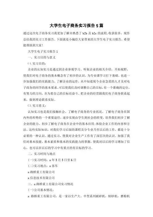 大学生电子商务实习报告5篇