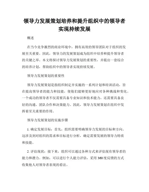 领导力发展策划培养和提升组织中的领导者实现持续发展