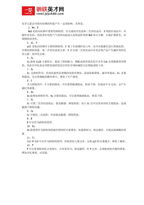 化学元素对取向硅钢的影响