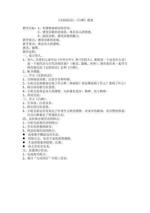 《太阳的话》《白桦》