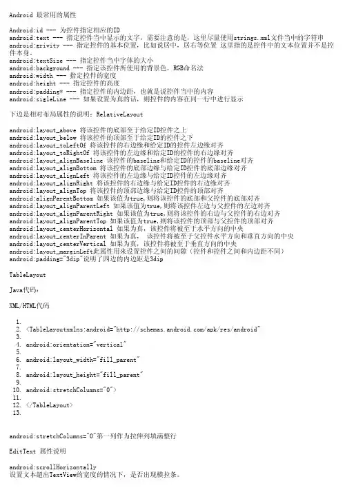 Android 最常用的属性