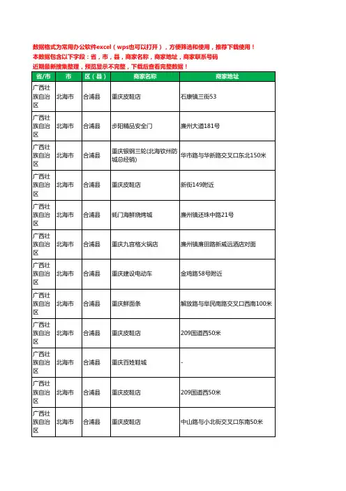 2020新版广西壮族自治区北海市合浦县重卡工商企业公司商家名录名单黄页联系电话号码地址大全14家