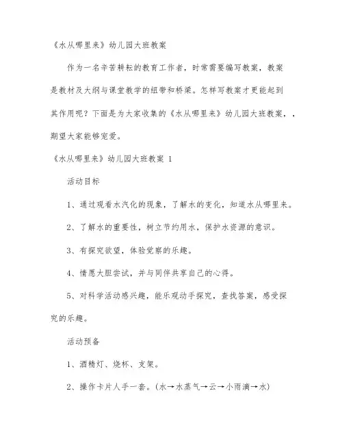 《水从哪里来》幼儿园大班教案