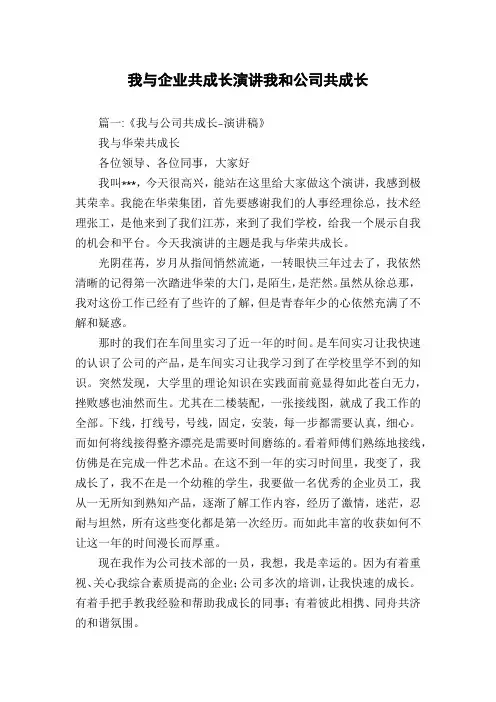 我与企业共成长演讲我和公司共成长