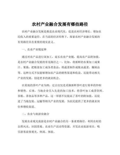 农村产业融合发展有哪些路径