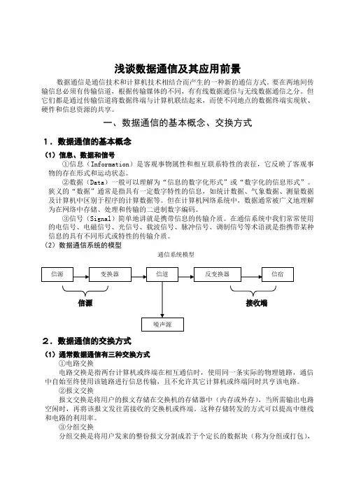 浅谈数据通信及其应用前景