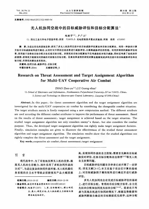 无人机协同空战中的目标威胁评估和目标分配算法
