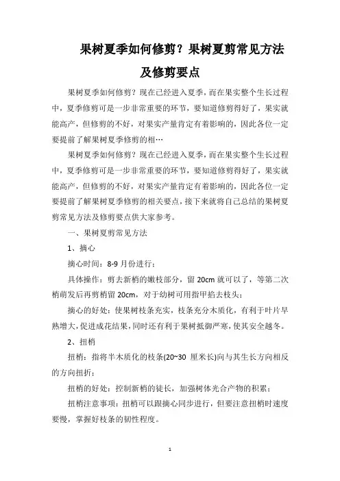 果树夏季如何修剪？果树夏剪常见方法及修剪要点