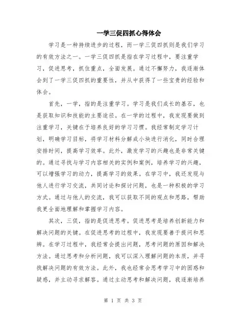 一学三促四抓心得体会