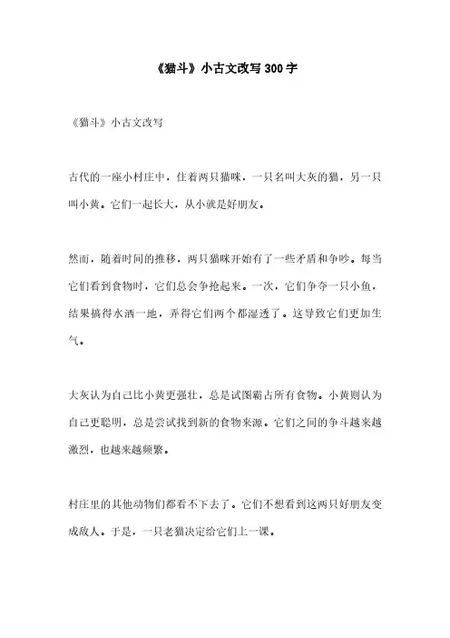 《猫斗》小古文改写300字